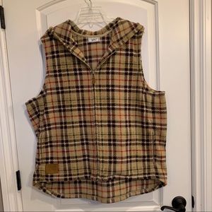 L A Blues Brown Fleece Vest with hood Size 2X